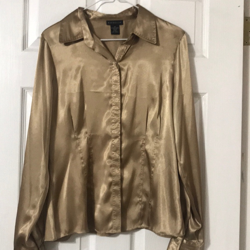Rafaella satin blouse Sz 10 L/S button New